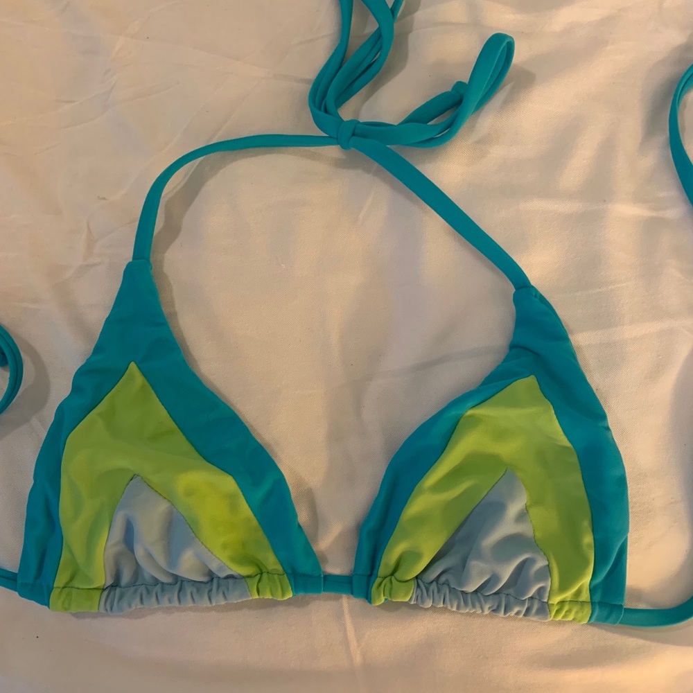 Lolli Swim Blue Green Triangle Top